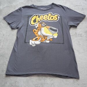 Cheetos Womens Small Grey Graphic Cotton Casual Streetwear Short Sleeve Shirt